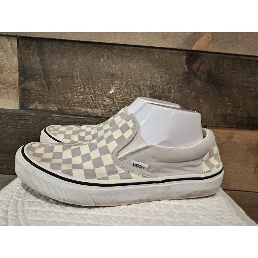 Van's Off Wall Checkered Light Gray/white slip on shoes Mens 7.5 Women's Size 9